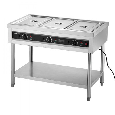 Table chauffante commerciale à 3 casseroles avec contrôle de température indépendant