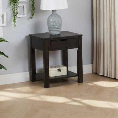 20" Dark Brown MDF End Table With Drawer
