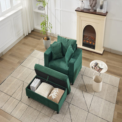 Sofa Bed with Ottoman (Green)