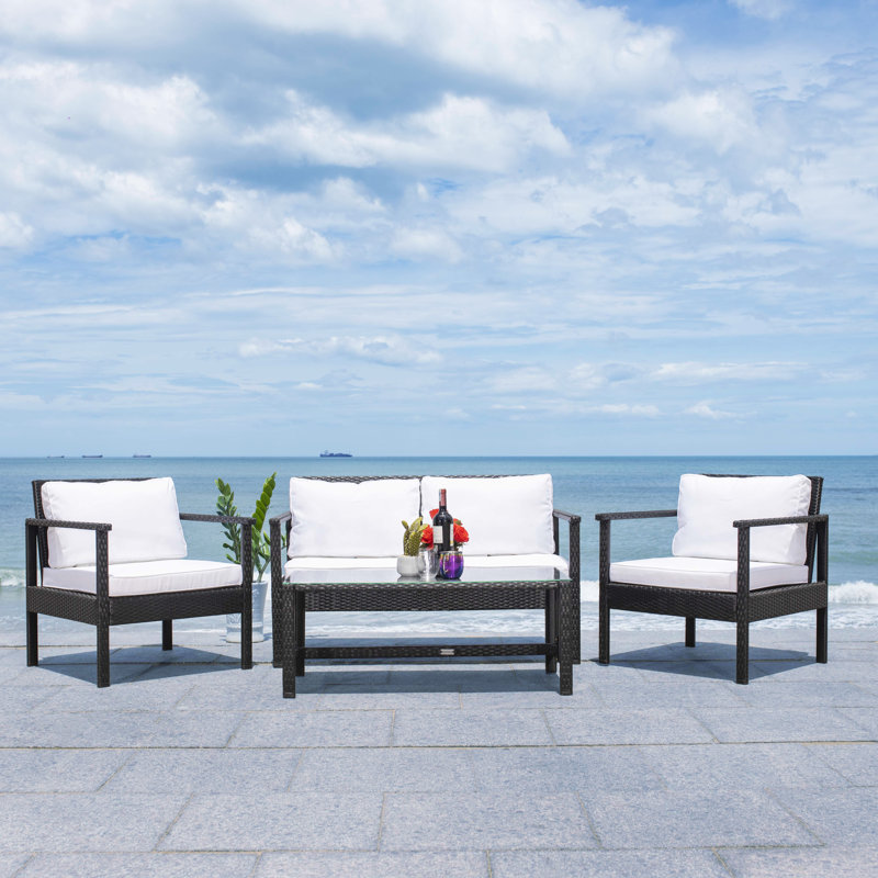 Cabbar 4 - Person Patio Conversation Set with Cushions, Black