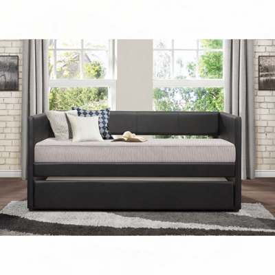 Faux Leather Upholstered Daybed with Trundle