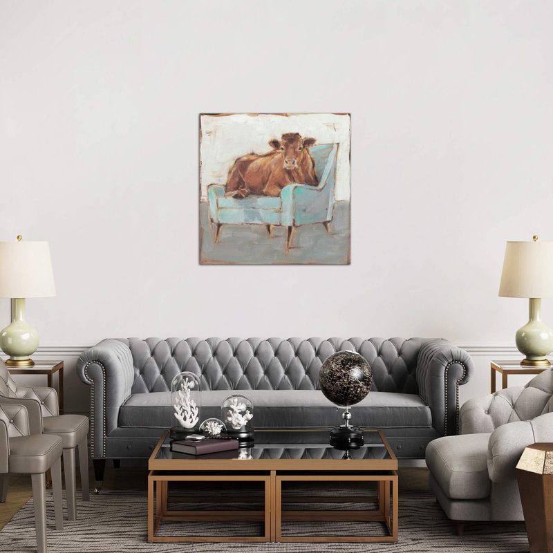 Moo-ving In IV by Ethan Harper - Single Picture Frame Print on Canvas, 45.72 cm H x 45.72 cm W x 1.91 cm D, No Frame