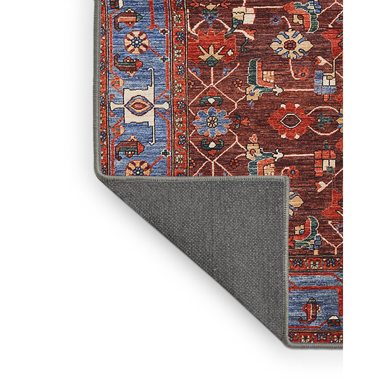 Tapis oriental rouge et bleu, Rectangle 5 pi x 7 pi