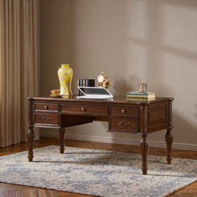 Retro American-style dark brown writing desk