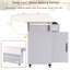 Îlot de cuisine avec armoire de rangement pour poubelle, chariot de cuisine avec abattant, support à épices, porte-serviettes et tiroir, îlot de cuisine sur roulettes avec tablette réglable, gris-389598285