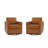 Modern Upholstered Light Brown Square Swivel Armchair with Matel Base (Set of 2)-881606306