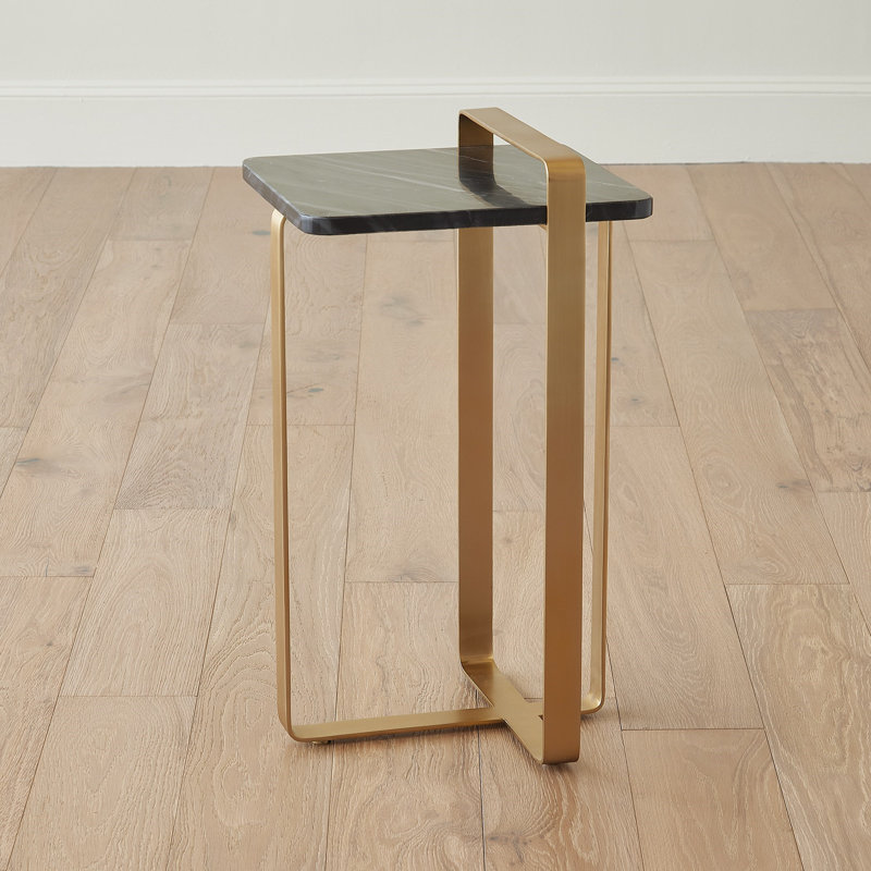 Marble End Table, Black/Gold