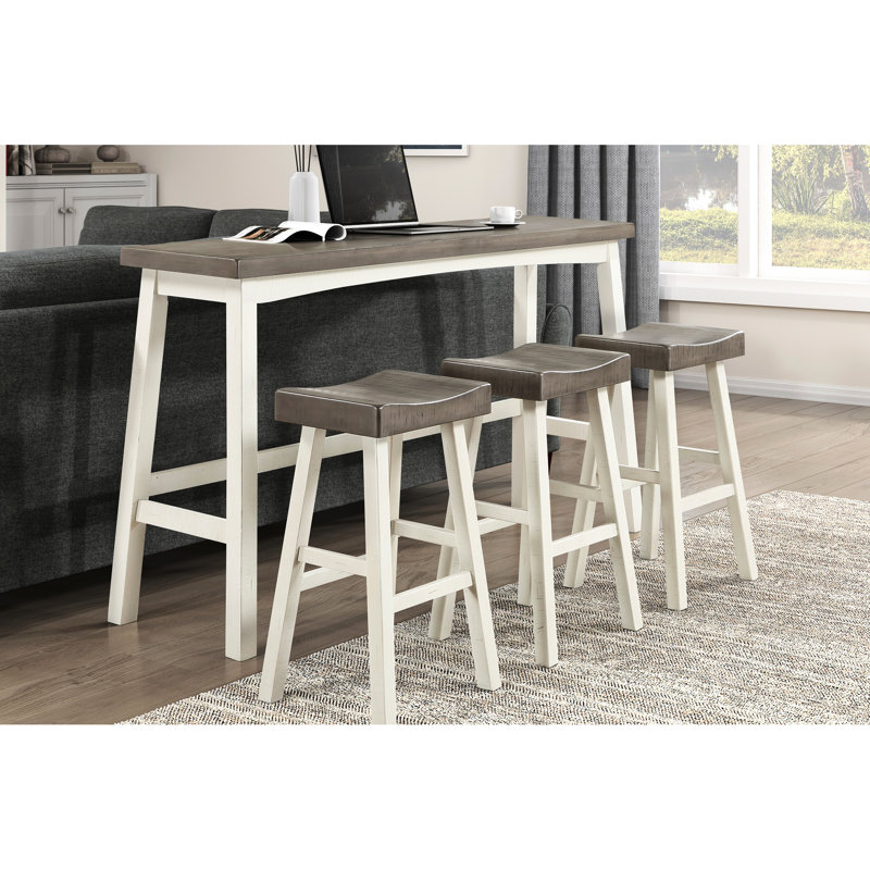 2 tabourets de bar, bois massif, café blanc, 2 tabourets transitionnels pour salle à manger, bois d'hévéa et 250 lb