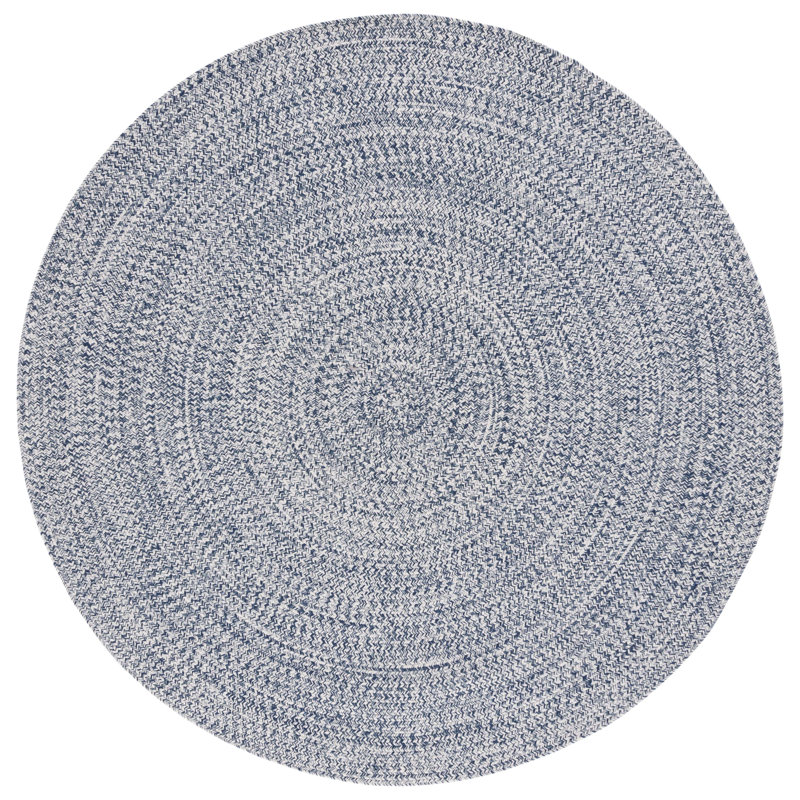 Tapis bleu foncé / ivoire tissé à la main Trombetta, Rond 9 pi, Dark Blue/Ivory