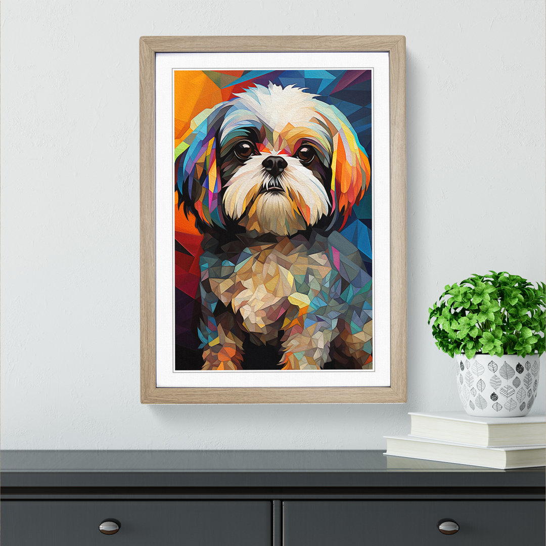 Shih Tzu Cubism - Framed Print