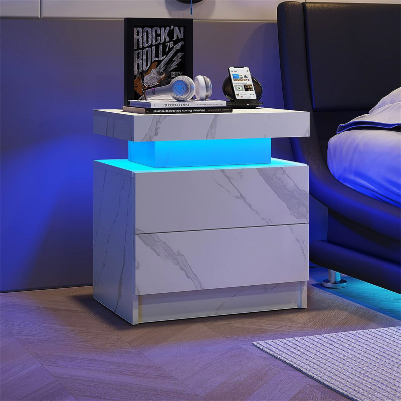 Delonia 19.3'' W Nightstand, White Stone