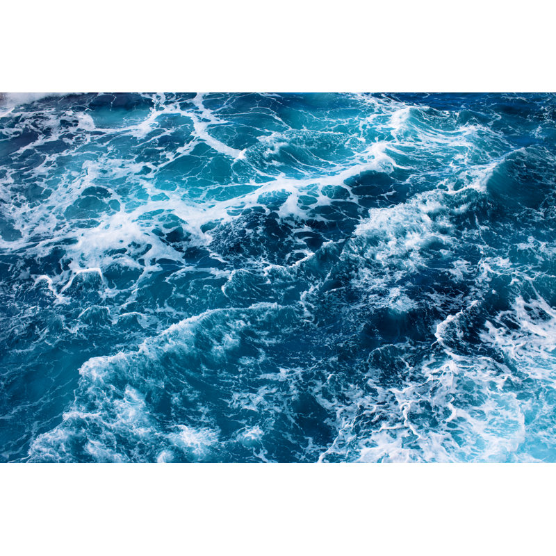 Rough Sea Background by Casarsa - No Frame Print on Canvas, 30cm H x 46cm W