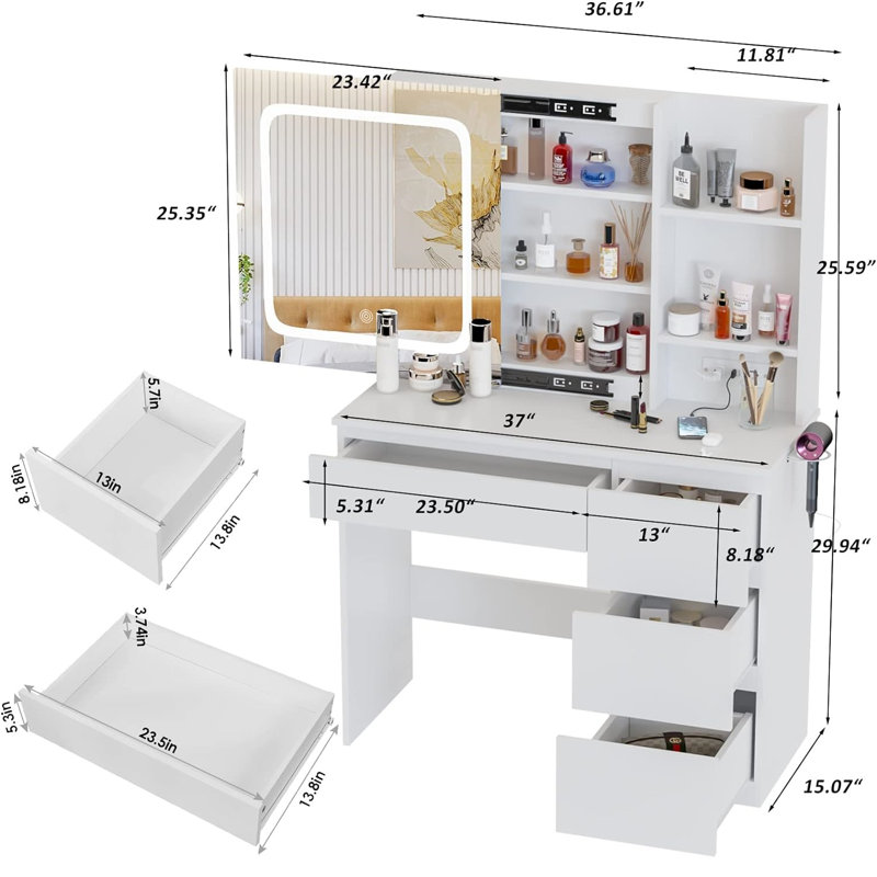 Kenyla Vanity, White