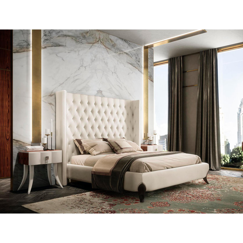 King Tufted Upholstered Low Profile Standard Bed