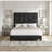 Slate Gray Queen Size Upholstered Square Pattern Polyester Platform Bed Frame for Bedroom Use