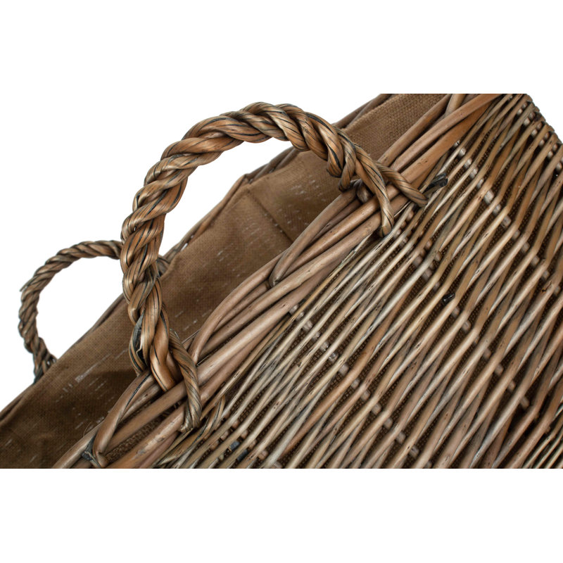 Wicker Log Basket with Lining, 147.45, 64cm H x 48cm W x 48cm D