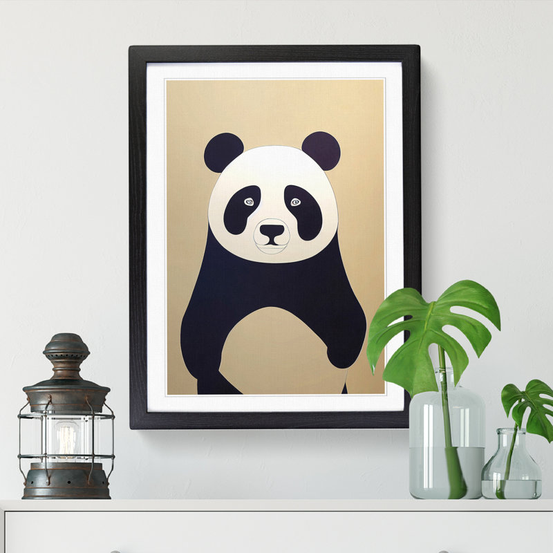 Simple Panda Vol.2 - Wall Art, 64cm H x 46cm W x 2cm D, Walnut