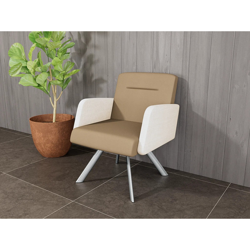 Chaise d'invité pivotante en acier Willow, Plaqué chrome, Patriot Plus taupe / calcaire Chambray