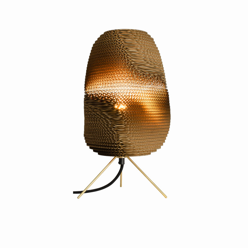 Lampe de table Scraplights en carton recyclé - ébène, Naturel