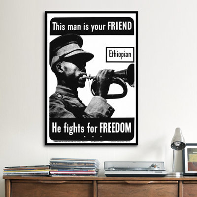 «He Fights for Freedom» - Éthiopien - Publicité rétro sur toile de la Seconde Guerre mondiale