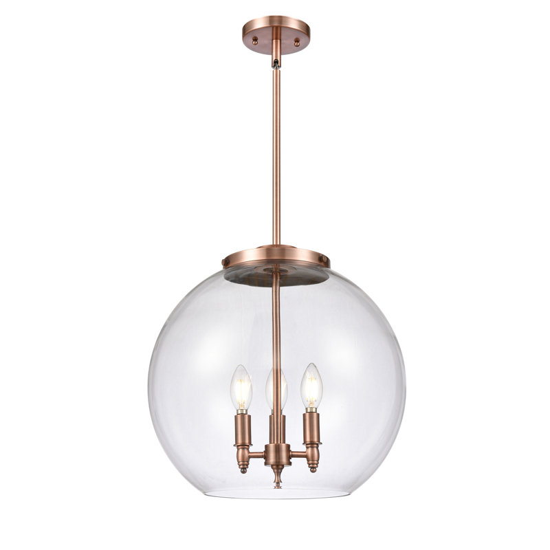 Luminaire suspendu sphère à 3 lumières DEL Ralph, Cuivre antique, H 16,38 po x l 15,75 po x P 15,75 po