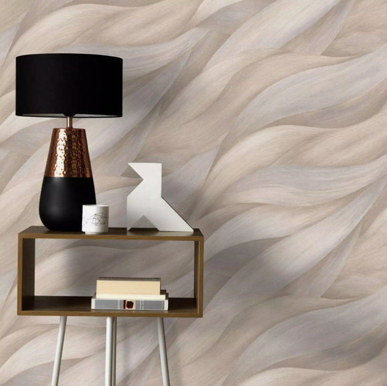 Wallpaper Abstract Featuring Waves, Beige