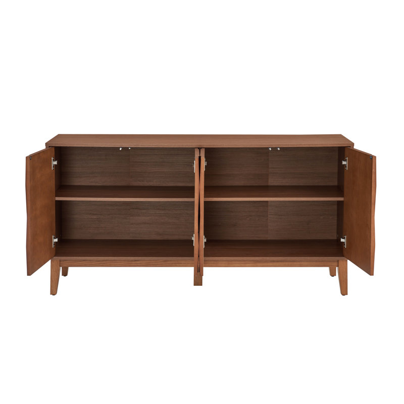 Buffet Mid-Century avec pieds en bois massif, Brun