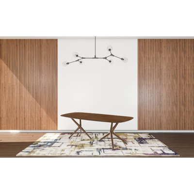 95" Walnut Rectangular Manufactured Wood And Solid Manufactured Wood Dining Table