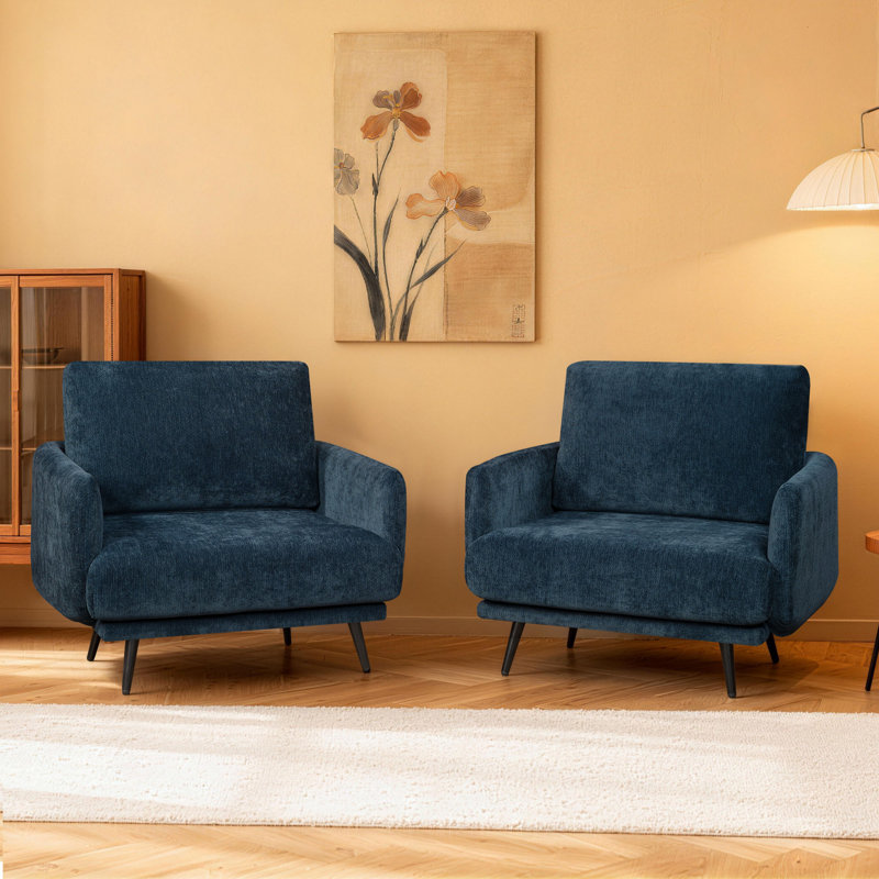Lanaijah 37.5'' Oversized Armchair Accent Chair Single Seat Sofa for living room, Navy Blue Chenille