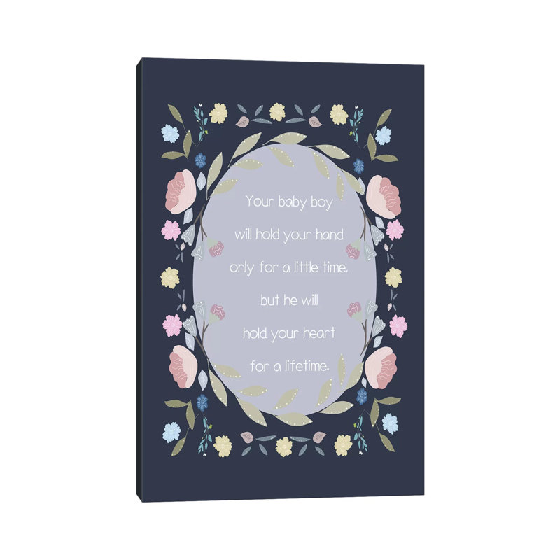Baby Boy Hand Quote by Leah Straatsma - Wrapped Canvas Print, 101.6 cm H x 66.04 cm W x 1.91 cm D
