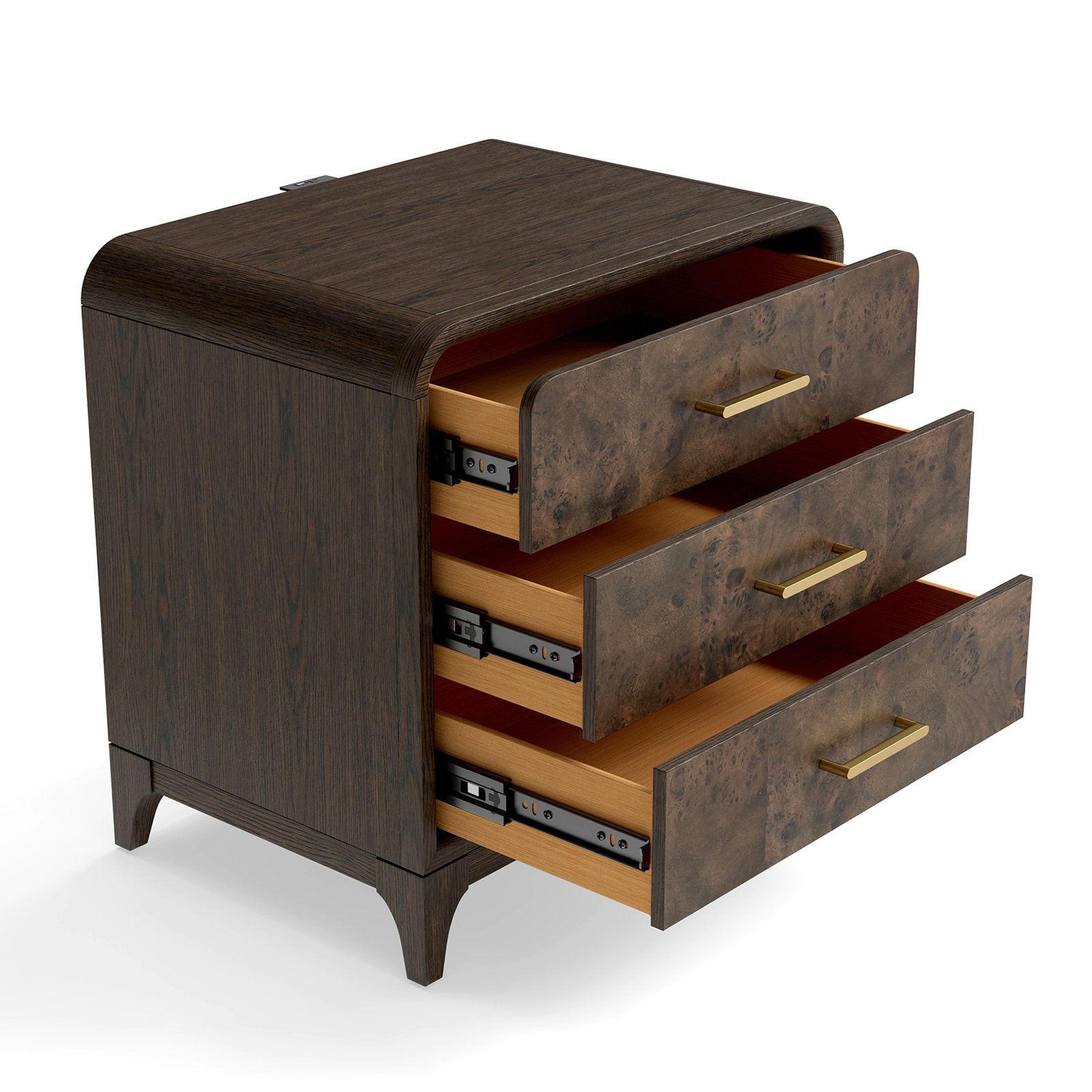 Burl Oak Nightstand, Coffee