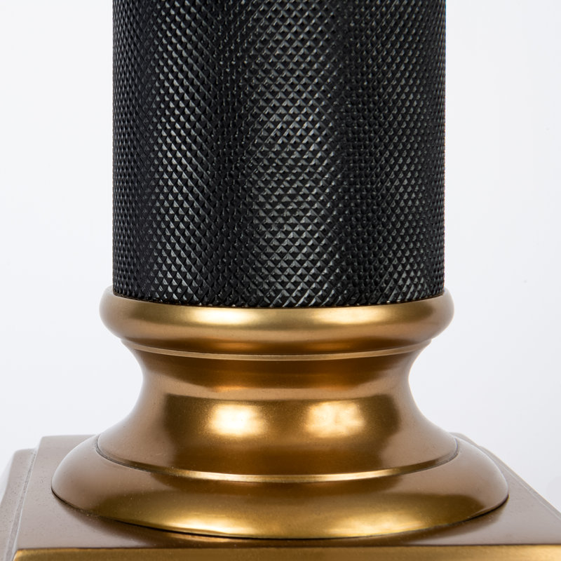 Textured Metal Column Table Lamp, Black/Bronze