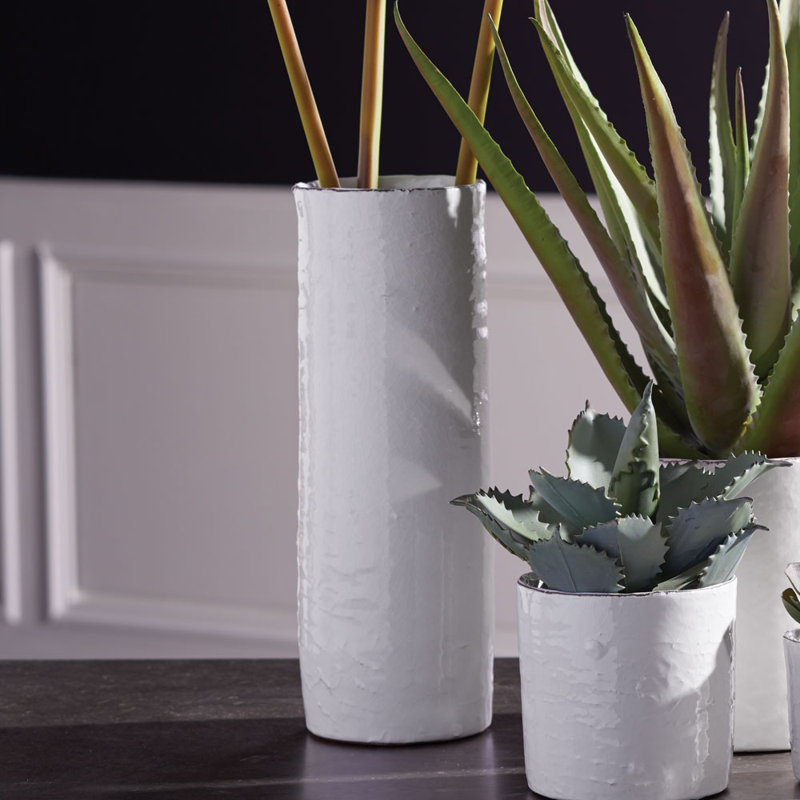 Arterra Crackle-Glaze White Ceramic Studio Vase