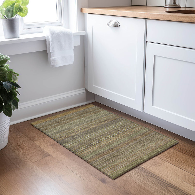 Kinslee Flatweave Washable Striped Indoor / Outdoor Rug