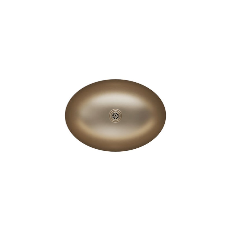 Rhythm Metal Oval Undermount Bathroom Sink, Satin Bronze