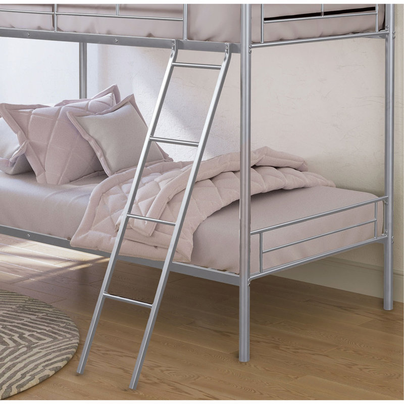 Structure en métal pour échelle de pied de lit simple au dessus d'un lit simple de style contemporain, Argent argent