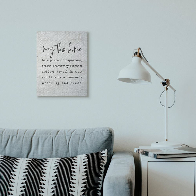 «May this home» par lettré et doublé - reproduction d'art texturée, Toile tendue, H 20 po x l 16 po x P 1,5 po
