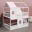 Lit superposé Kids Playhouse avec escalier de rangement intégré et tablettes ouvertes-129444762