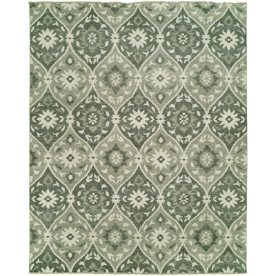 Kurz Damask Area Rug in Green