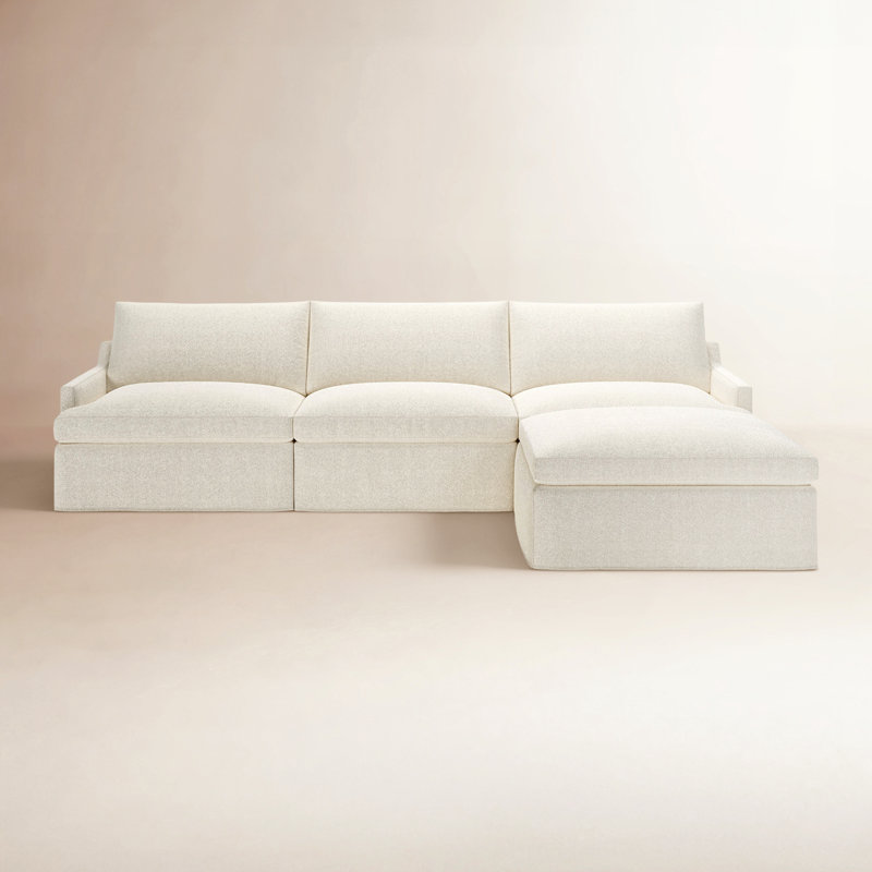 Wrenley 4-Piece Slipcovered Modular Sectional, Zuma Charcoal Textured Linen