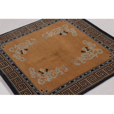 Art Deco One-of-a-Kind 3'9X3'9 Hand Knotted Area Rug