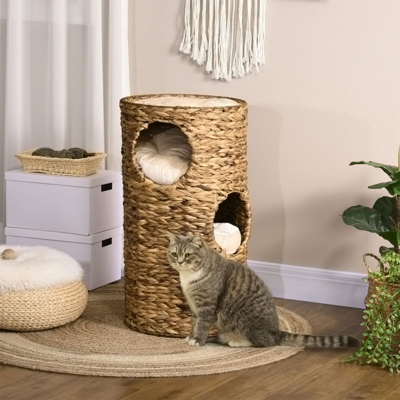 Lit pour chat avec trois cachettes et quatre coussins moelleux moelleux