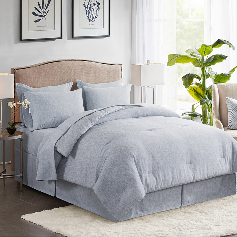 Soft Cationic Dyeing Bed in a Bag Comforter Set, California King Comforter + 5 Additional Pieces, Gray