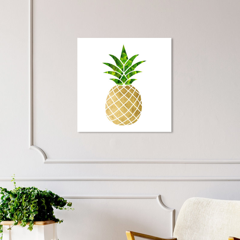Fruits ananas - impression d'art graphique, H 12 po x l 12 po x P 1,5 po, Toile tendue