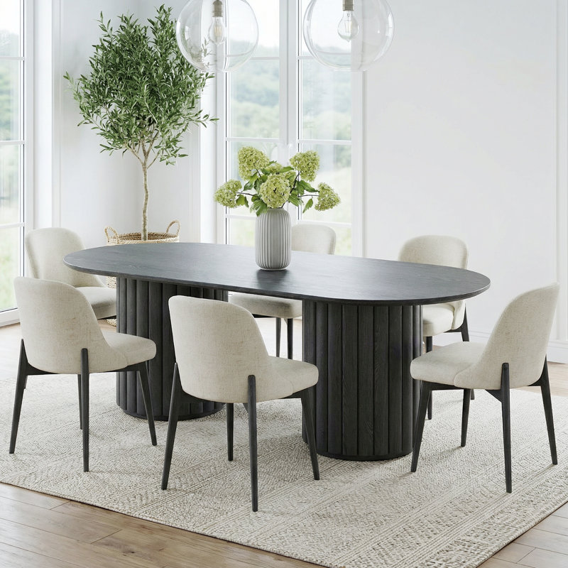 Adairsville 6-Person Double Pedestal Dining Set, Black
