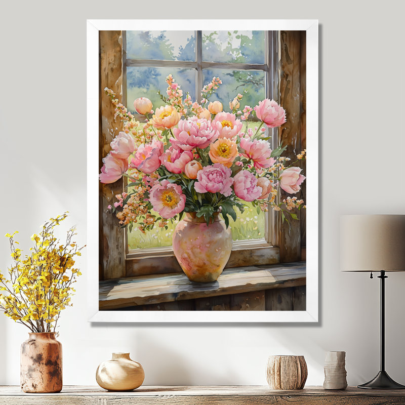 Kirby - salon d'art mural floral, H 32 po x l 24 po, Reproduction encadrée d'une seule photo, Blanc