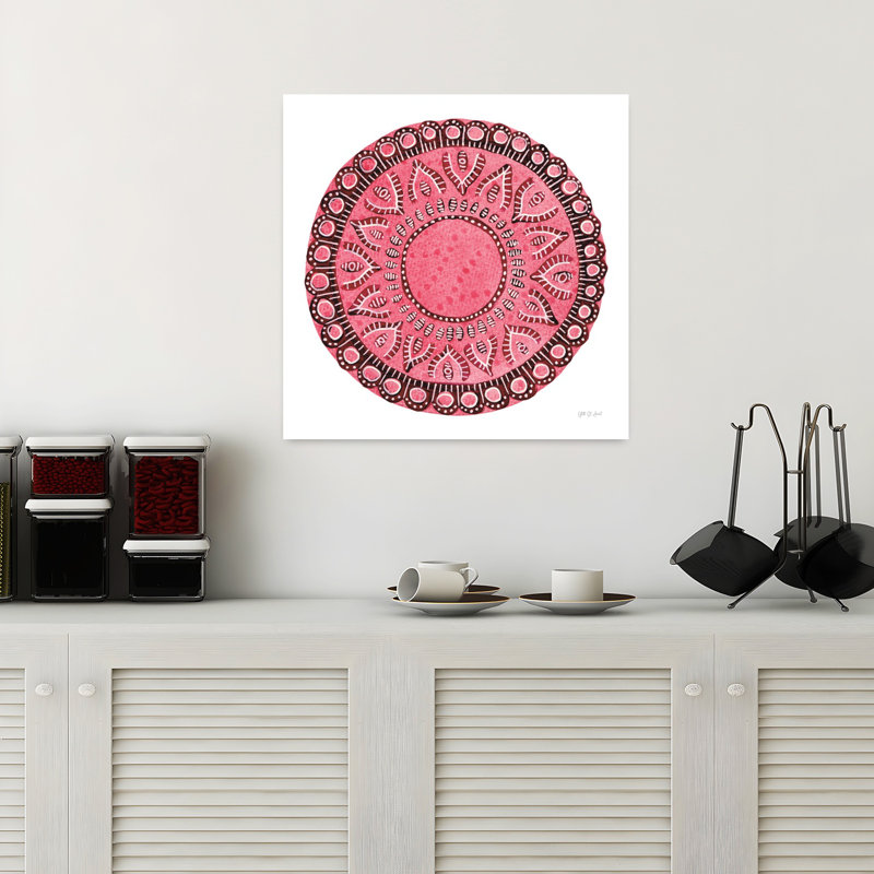 Art abstrait mandala rose, H 18 po x l 18 po
