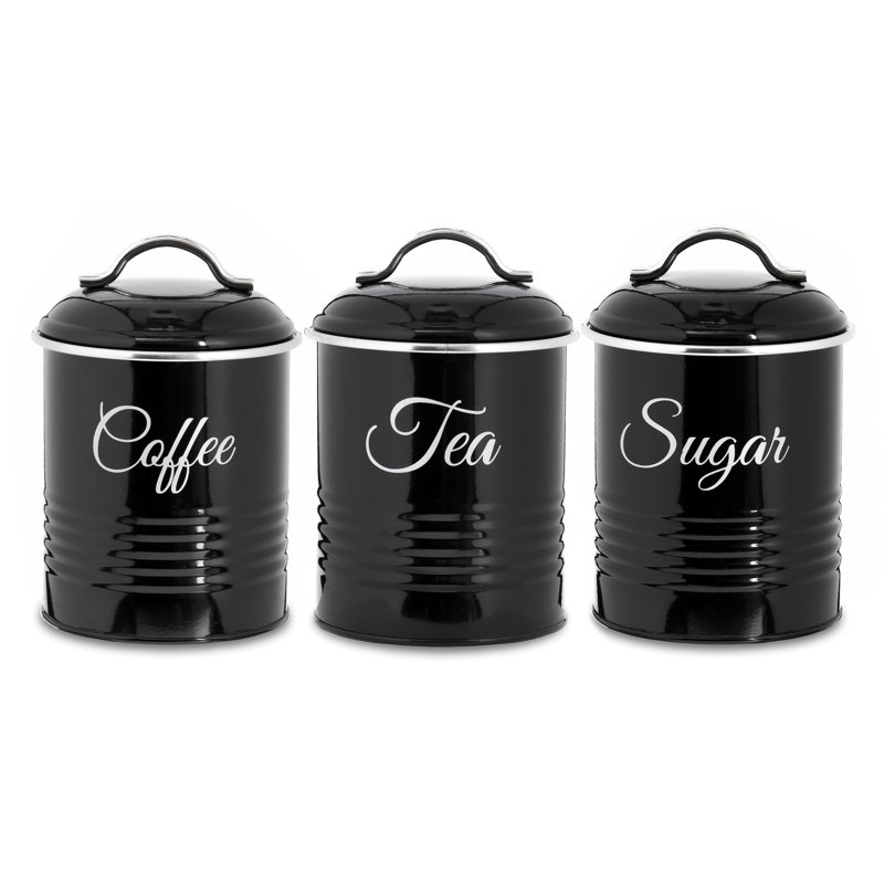 Metal Jar - Set of 3, Glossy Black