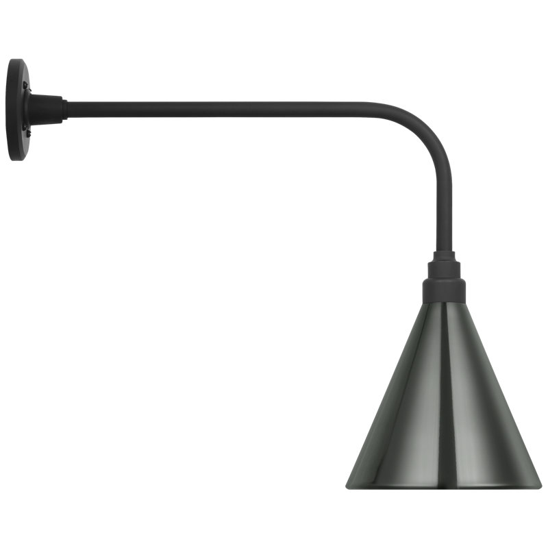 Thomas O'Brien, "Academy 20" Rex Barn Light in Matte Black with 12.5" Soft Copper Conical Savannah Shade, Green