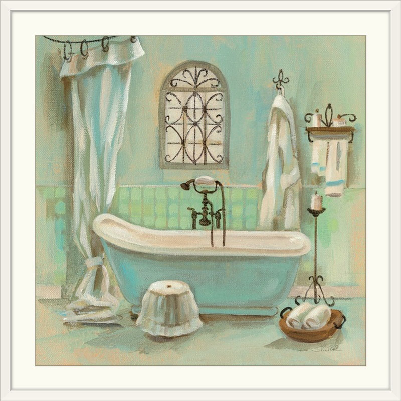 « i » par silvia vassileva,, reproduction d’art Glass Tile Bath, H 38 po x l 38 po x P 1 po, Cadre blanc